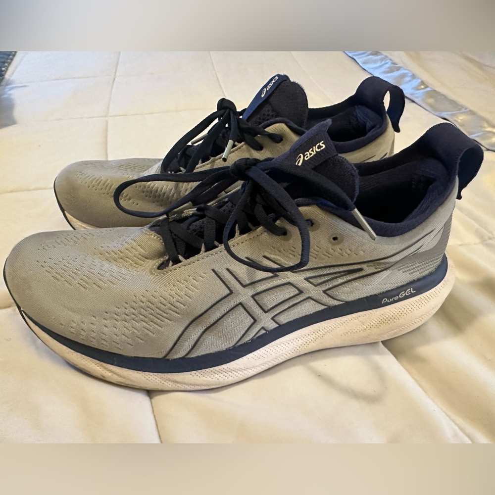 Asics Running Shoes - Gel Nimbus - size 10 - Grey & Navy